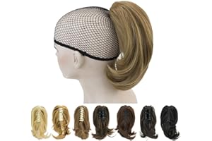 IMISSU Śliczne krótkie szpony w kucyk Chwyć treski Grube klipsy do włosów doczepianych Kawałki do włosów w mały kucyk (Popielaty Brąz)