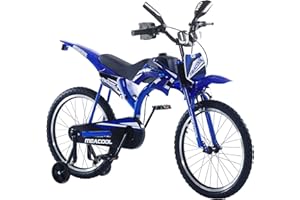 BSTSEL 16"/18"/20" Kids Bike Boys Motocross Bike Dazzling Motorcycle Bike Simulated Motorbike Sound Boys Bicycle Gift with Removable Stabilisers Wheels for Ages 4-12 Years Old (Blue, 20 inch Wheels)