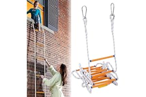 SANBOUSI 6M Strickleiter Feuerfeste Rettungsseilleiter, Balkon Rettungsleiter NotRettungsleiter Fluchtleiter Sicherheitsleiter Feuerleite Mit 2 Karabiner für Hauptfenster Balkon Geländer Baumhaus