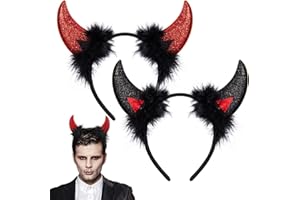 HIFOT 2pièces Corne Diable Serre Tete Diable Cheveux Bandeau Cornes Accessoire Halloween Carnaval Serre Tete Halloween Femme