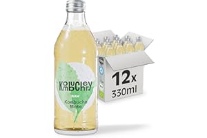 ‎KOMBUCHERY KOMBUCHERY® Mate Raw Kombucha BIO | 12 x 330ml Glasflaschen | Fermentierter Tee mit lebenden Darm-Kulturen | Zuckerarm & Kalorienarm | Unpasteurisiert, Vegan, Nachhaltig, Testsieger, Lecker