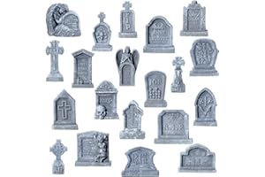 GW Box 20 Pcs Miniature Tombstones Figurine Mini Resin Tombstones Mini Village Gravestones for Miniature Graveyard Scene DIY Crafts Outdoor Decorations