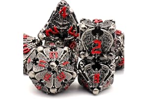 DND Set de Dés Donjons et Dragons, Dés D&D 7PCS/Set, ZHOORQI Set de Dés Polyédriques Set de dés en Métal pour Jeux de rôle, Pathfinder, Le Set de Dés DND pour Jeux de Table(TS-Red)