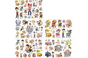 Lanseede Temporäre Tattoo Set Kinder Tattoos für Paw Patrol,100 pcs 5 Blätter , Kindertattoos Aufkleber Stickers für Geschenktüten Kindergeburtstag Mitgebsel Mädchen Jungen