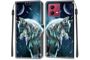 TOMYOU Custodia per Motorola Moto G84 5G, custodia a portafoglio in pelle PU a libro con supporto compatibile con Motorola G84 custodia per telefono - Lupo