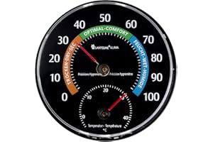Lantelme Kombi Hygrometer Thermometer Analog zum Aufhängen oder Stellen | Temperatur und Luftfeuchtemesser Ø 11,5cm für Innen Wohnung Zimmer Keller Speicher Weinkeller | Präzises Raumfeuchtemessgerät