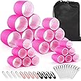 Rollers Hair Curlers 48 Pcs Set with 24Pcs Hair Rollers 4 Sizes (6 Jumbo Rollers/6 Large Rollers/6 Medium Rollers/6 Small Rollers) and 24 Pcs Hair Clips for Long Medium Short Hair (Pink)