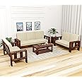 AS Furniture Wooden Sofa Set with Center Table for Living Room | Wooden Sofa Set for Living Room 7 Seater | 7 Seater Sofa Set | Solid Sheesham Wood Sofa Set 7 Seater (3+2+2, Natural Finish)