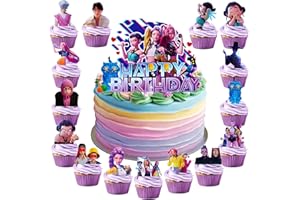 SHENGRUILI 16 Stück Tortendekoration Cake Topper Set,Kop Hunters Tortendeko Mädchen,Hunters Kuchen Deko Kindergeburtstag,Kindergeburtstag Cake Topper Set,Happy Birthday Tortenaufsatz
