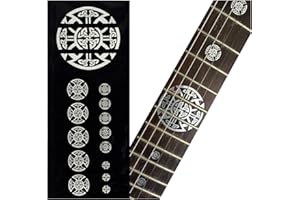 INLAYSTICKERS Inlay Sticker F-286CC-G Marcadores de traste para guitarras, juego de marcadores de emblema 12 traste, cruz celta, metálico