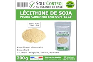 TOUT POUR LES NUISIBLES 200 gr de Lécithine de Soja sans OGM en sachet refermable - Substance de Base - Complément Alimentaire - Émulsifiante - Jardin : Fongicide - adhésive - mouillante - amplificatrice