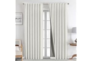 Joydeco 100% Cortinas Opacas 2 Piezas, Lino Cortinas Dormitorio con Pasadores Anti Luz Cortina Termica Aislantes Frio y Calor para Salon（2x245x140，Beige Claro）
