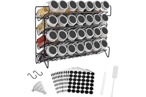 VTOPMART Zeilako Organizer ze słoikami na przyprawy, żelazny, czarny, zielony, biały, 1