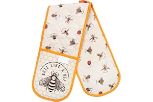 SiXsigma Sports Double Oven Gloves Heat Resistant Oven Mitts - Heavy Duty Potholders Novelty Home And Kitchen Gloves For Cooking & Baking - Ideal For Women & Men (Light Brown)