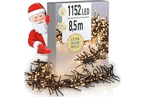 DSZAPACI LED Cluster Lichterkette Extra Warmweiß 840cm Strombetrieben Büschellichterkette Weihnachtsbaum Innen oder Außen Girlande Lichterstrang 230V Weihnachtsbaumbeleuchtung Aussenlichterkette Micro