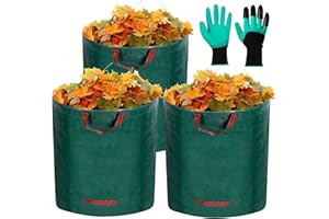 JOYBOY Gartensack,Gartenabfallsack,3 Stück 272L Selbsttragende Gartensack Abfallsack,Faltbar mit 4 extra starken Griffen,inkl 1 paar Gartenhandschuhe