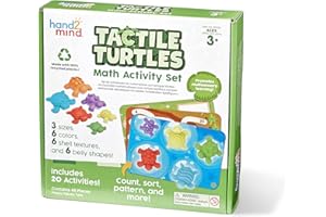 ETA HAND2MIND Learning Resources Kit d’activités mathématiques des tortues tactiles , apprentissage des nombres petite enfance, objets de tri mathématiques pour enfants, jouets de tri des couleurs, Montessori