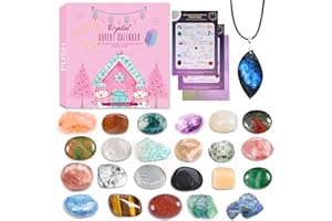 ANOTION Kryształowy kalendarz adwentowy 2024, 24 dni, Boże Narodzenie, odliczanie, kamienie szlachetne, naturalne kamienie lecznicze czakry, nowość, minerały, skamieniałości, zestaw kosmetyczny dla