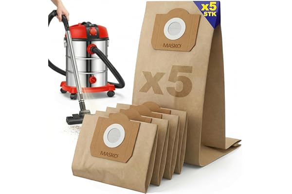 MASKO® Aspirateur industriel Aspirateur eau et poussière aspirateur acier inoxydable 2 300W + prise électrique Fonction soufflage Aspiration à sec et aspiration de l'eau | Push&Clean (Beutel 5-er Set)