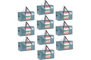 VENO 10 Pack Extra Large Moving Bags,Clothes Storage Bags for Blankets Bedding,Moving House Essentials,Waterproof Underbed Storage Packing Boxes,Laundry Bags Organiser (Light Blue, 10 Pack)
