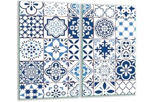 TMK ARTDEKO TMK | Piastre di copertura per piano cottura in ceranfeld 2 pezzi 30 x 52 cm | copertura per piano cottura cottura elettrico a induzione | paraschizzi | tagliere in vetro | mosaico