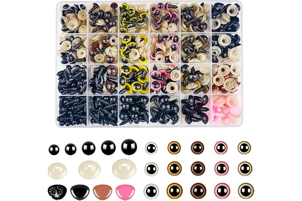 Hengxinchen 620 Pièces Yeux et Nez de Sécurité,Coloré Yeux de Securite Amigurumi avec Rondelles,pour Amigurumi Crochet Artisanat Poupée Animaux et Ours en Peluche(Ø 6~14 mm)
