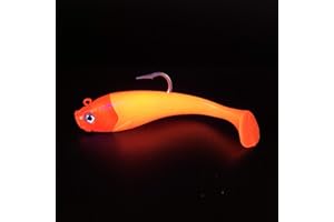 Mega Fishing Norwegen UV Shad Meeresköder - Gummifisch + Jigkopf - Dorsch Köder - 20cm / 300g & 26cm / 455g