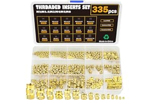 Philtool Gewindeeinsatz Messing 335 Stück, Einschmelzgewinde M2 M2.5 M3 M4 M5 M6 für Kunststoffteile, Gerändelt Einpressmuttern mit Box, geeignet für 3D Druck Zubehör und DIY Projekte