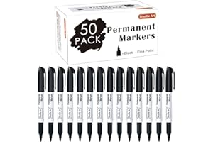 SHUTTLE ART Marcatori Permanenti, 50 Pennarelli Neri a Punta Fine Marcatore Permanente, Lavori su Plastica, Legno, Pietra, Metallo e Vetro per Scarabocchiare, Colorare