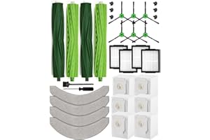 iRobacc Paquete de 26 Piezas de Repuesto Accesorios Compatibles con iRobot Roomba Combo j7/j7+/j9/j9+/10 MAX 4 cepillos principales 6 cepillos laterales 6 bolsas para polvo 4 filtros HEPA 4 mopas