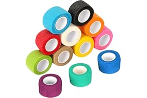 YSWOVUO 12 rolek bandaża samoprzylepnego, bandaż samoprzylepny 2,5 cm x 4,5 m, samoprzylepny bandaż samoprzylepny z włókniny, bandaż elastyczny dla sportowców rozciągających, nadgarstek, kostka