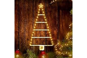 Jsdoin Luci Natale Esterno Batteria - 90cm 75LED Scaletta Impermeabile per Albero di Natale - 8 Modalità - Addobbi e Decorazioni per Casa e Finestre