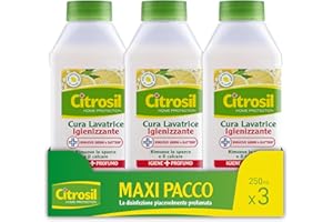 Citrosil - Cura Lavatrice Igienizzante, Rimuove Germi e Batteri, Anticalcare e Anti Cattivi Odori, con Vere Essenze di Limone, 250 ml X 3 Confezioni