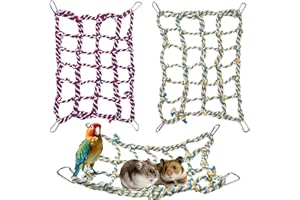 LUMINARYLAIR 2 Pièces Petit Filet d'escalade pour Animaux De Compagnie, 35 × 25 cm Filets d'escalade Tissés Colorés avec 4 Crochets, Filets en Corde pour Oiseaux et Petits Animaux, Filet à Grimper pour Perroquets