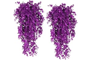 RECUTMS Artificial Hanging Plants 4Pcs Faux Eucalyptus Leaves Fake Plant Indoor Outdoor Home Decor Faux Greenery for House Room Garden Wall Patio Office Shelf Eucalyptus Decoration（Pure Fuchsia）