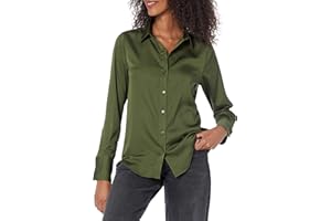 Amazon Essentials Blusa in Raso con Abbottonatura Frontale, vestibilità Classica (Disponibile in Taglie Forti) Donna