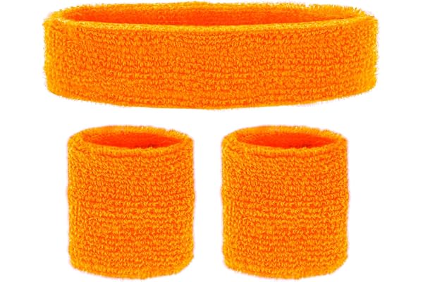 NEON ORANGE SWEATBANDS (pannband och armband)