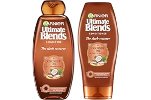 Garnier Ultimate Blends Shampoo & Conditioner Set | Sleek Restorer With Coconut Oil & Cocoa Butter Smoothing for Sleek, Smooth, Frizz-Free Hair | 360 ml |