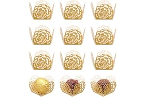 ALIPIS Decorazioni Torte Pirottini Tartufo Pirottini Carta Tartufo Rosa Oro Dessert Quadrati Cupcake Carta Forno Cioccolato 50Pz Decorazioni Per Torte