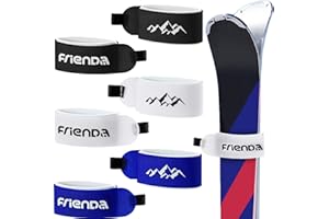 FRIENDA 6 Pieces Ski Straps Adjustable Ski Wraps Ties Fastener Tape for Families Christmas Holiday Winter (Black, Blue, White)