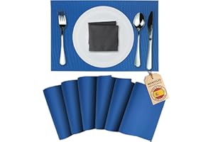 Mondiroso. Pack de 4 Manteles Individuales Mesa Lavables. Salvamanteles Individuales Antideslizantes Mantel Individual para Mesa de Comedor y Cocina. (6, Azul Indigo)