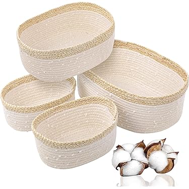 LEKEFETO Aufbewahrungskorb Baumwolle - 20x15x12cm Weißer Regalkorb