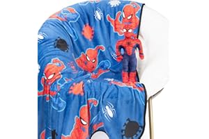 Jay Franco Marvel Spiderman Kuschelset Plüsch-Minikissen & Decke 130 x 150 cm – Flauschige Decke mit Kissen für Kinder, weiches Kuschelset 2-teilig