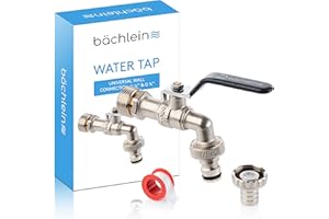 Bächlein uniwersalny kran ogrodowy [antracyt] z 2 przyłączami do węża - szlachetny zawór kulowy z przyłączem 1/2 i 3/4 cala, kran odpływowy na zewnątrz