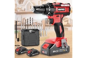 MHPRO Trapano Avvitatore Batteria 21V, Avvitatore a Batteria con 2 Batteries da 2.0Ah, 42N.m di Coppia, 2 Velocità, 18+1 Coppia, 14 Accessori, Luce a LED, Per il fai da te, in Casa e Giardino, Rossa