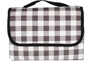 WOLEPAZ Picnic Blanket, 200 x 200cm Beach Blanket with Carry Handle, Washable Beach Blanket Foldable Waterproof for Outdoor Camping Picnic (Beige)