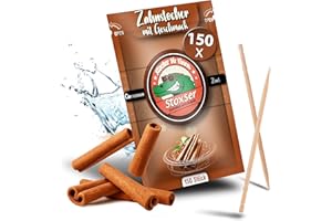 Stoxser 150 x Zahnstocher mit Geschmack Zimt die Geschmacksrevolution, Zahnstocher Geschmack Kein Kaugummi Unterstützend zu Zahnpasta Zahnsteinentferner Zahnseide Zuckerfrei