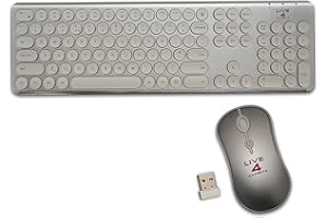 Live4Gadgets Rechargeable Wireless Keyboard and Mouse Combo, Ultra Slim Full Size 2.4G Ergonomic Wireless Keyboard & Quiet Mouse Set with Round Keys for Windows System (Silver)