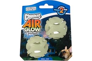 Chuckit! – Air Glow Ball – Phosphoreszierender Spielzug für Hunde – Erholungsball für – Der die Luftzirkulation für Hunde erleichtert – Kleine Größe – Durchmesser von 5 cm – Packung mit 2 Bällen