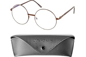 Mini Brille Hippie Occhiali con Luce Blu Bloccanti con Grandi Lenti Tondi, Stile Retrò, Custodia inclusa, Computer Occhiali da Lettura per Uomo e Donna Diottrie